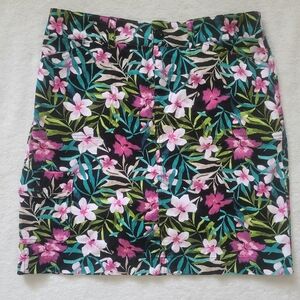 Christopher & Banks Floral Mini Skirt - Pink, Green, Black